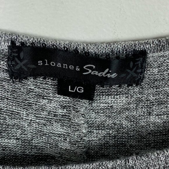 Sloane & Sadie Grey Lace Back Shoulder Zipper Knit Stretch Sweater Size Large L - Picture 3 of 15